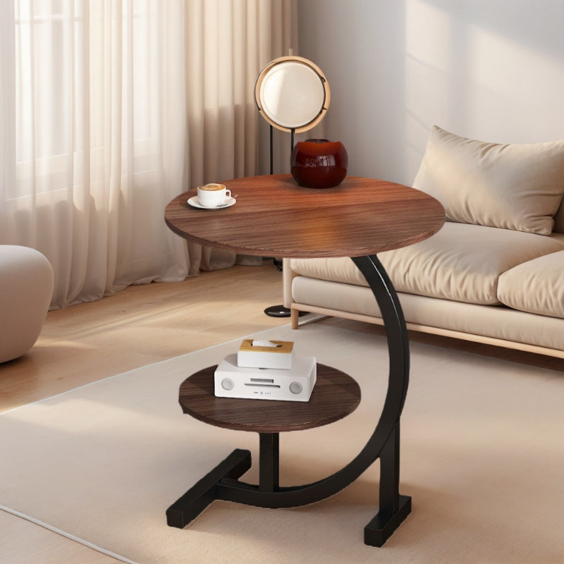 Marble Pattern Wrought Iron Side Table Modern Minimalist Sofa End Table for Living Room Bedroom Small Space