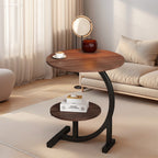 Marble Pattern Wrought Iron Side Table Modern Minimalist Sofa End Table for Living Room Bedroom Small Space