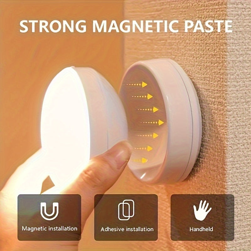 360° Motion Sensor Night Light with Magnetic Base – Rotatable, Rechargeable USB LED Wall Light for Bedroom, Stairs, Wardrobe & Hallway