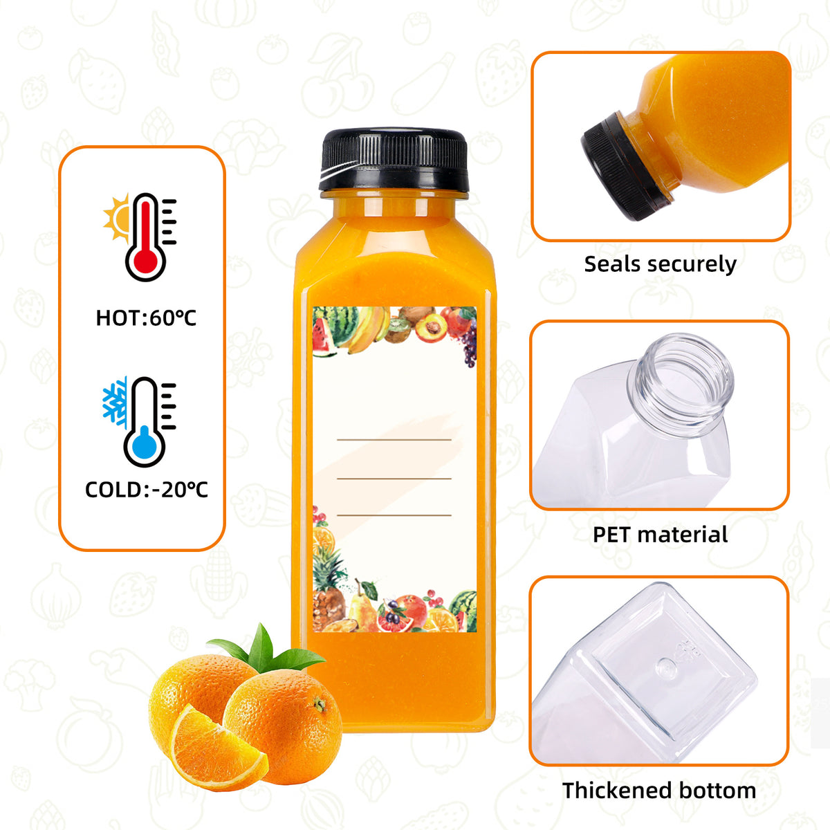 Plastic Juice Bottles with Caps 12oz 16oz Bulk Set 100 118 142 Pcs - Empty Bottles with Labels Funnel & Brush for Juice Smoothie Tea Coffee Party | Nuvia Haven