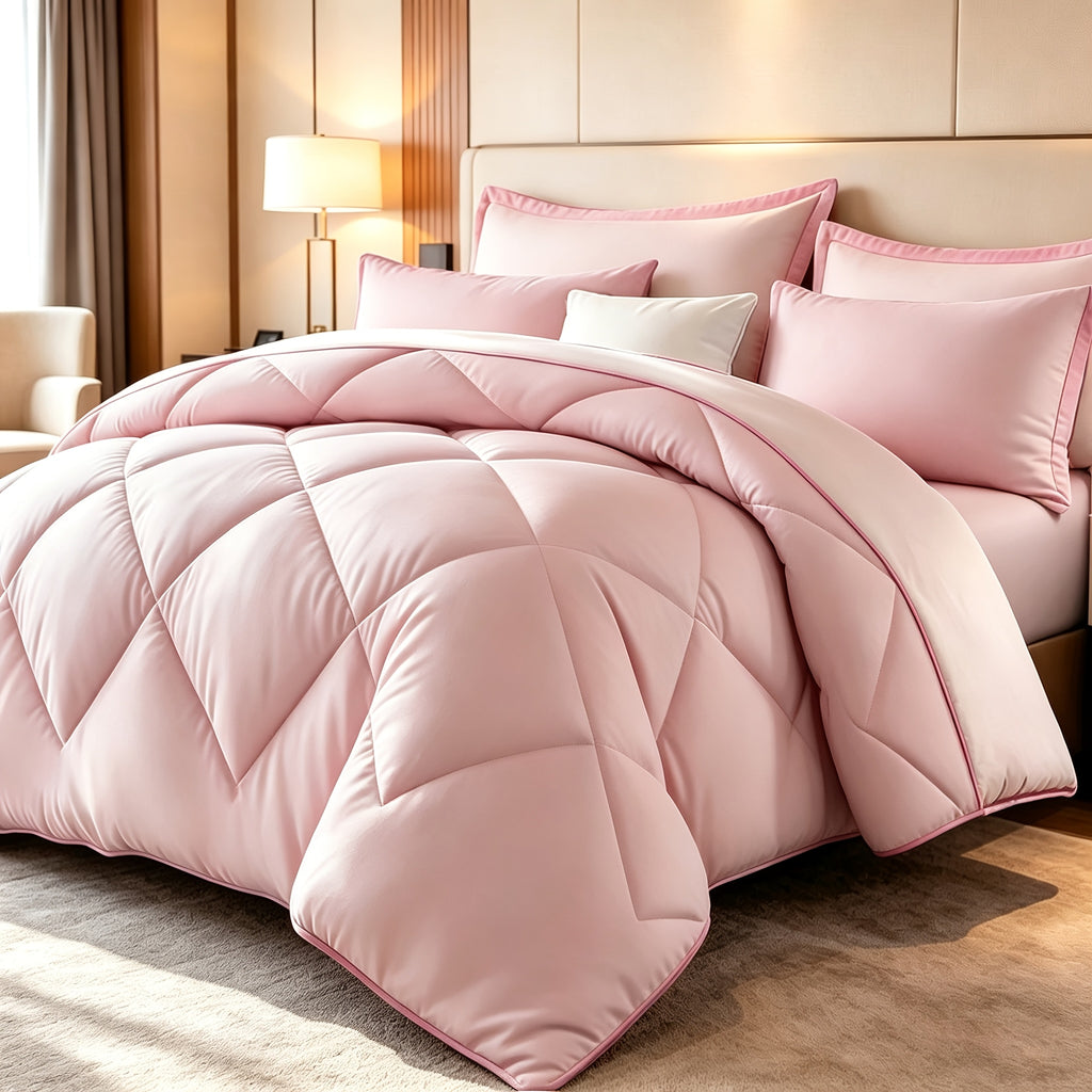 Diamond Pattern Quilt Bedding Set with Pillowcases 2/3 Piece – Soft Breathable Lightweight Comforter Twin Queen King 30+ Colors