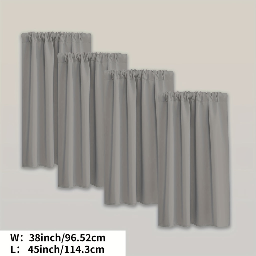 Blackout Curtains Rod Pocket 4 Panels - Thermal Insulated Room Darkening Noise Reducing Matte Drapes for Bedroom Living Room Office, 9 Colors 11 Sizes