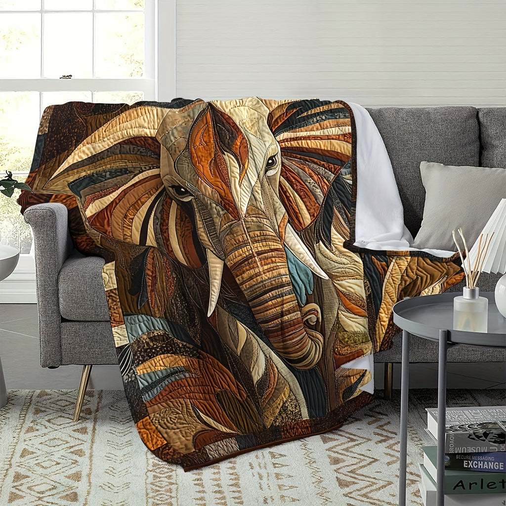 Elephant Flannel Throw Blanket Digital Print Abstract Art Multicolor Hypoallergenic Machine Washable All Season Animal Blanket for Sofa Bed