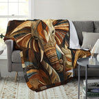 Elephant Flannel Throw Blanket Digital Print Abstract Art Multicolor Hypoallergenic Machine Washable All Season Animal Blanket for Sofa Bed