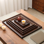 Dark Walnut Bamboo Serving Tray Rectangular Vintage Bamboo Composite Water Resistant for Home Restaurant Hotel Display Size S M L XL