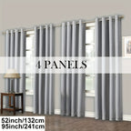 Room Darkening Blackout Curtains 4-Pack – Grommet Top Plain Weave Sun Blocking Drapes for Living Room & Bedroom, 9 Colors, 7 Size Options, Woven Polyester