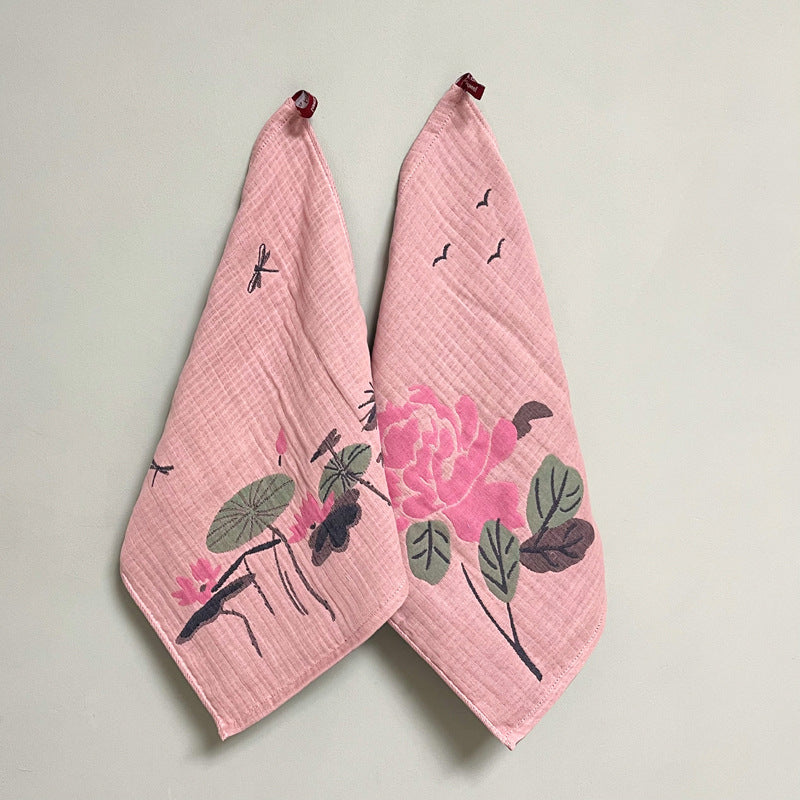 Cotton Floral Towels 2-Pack 14x16 Inch – Soft Absorbent Face & Hand Towels for Home, Hotel, Spa, Salon & Bathroom