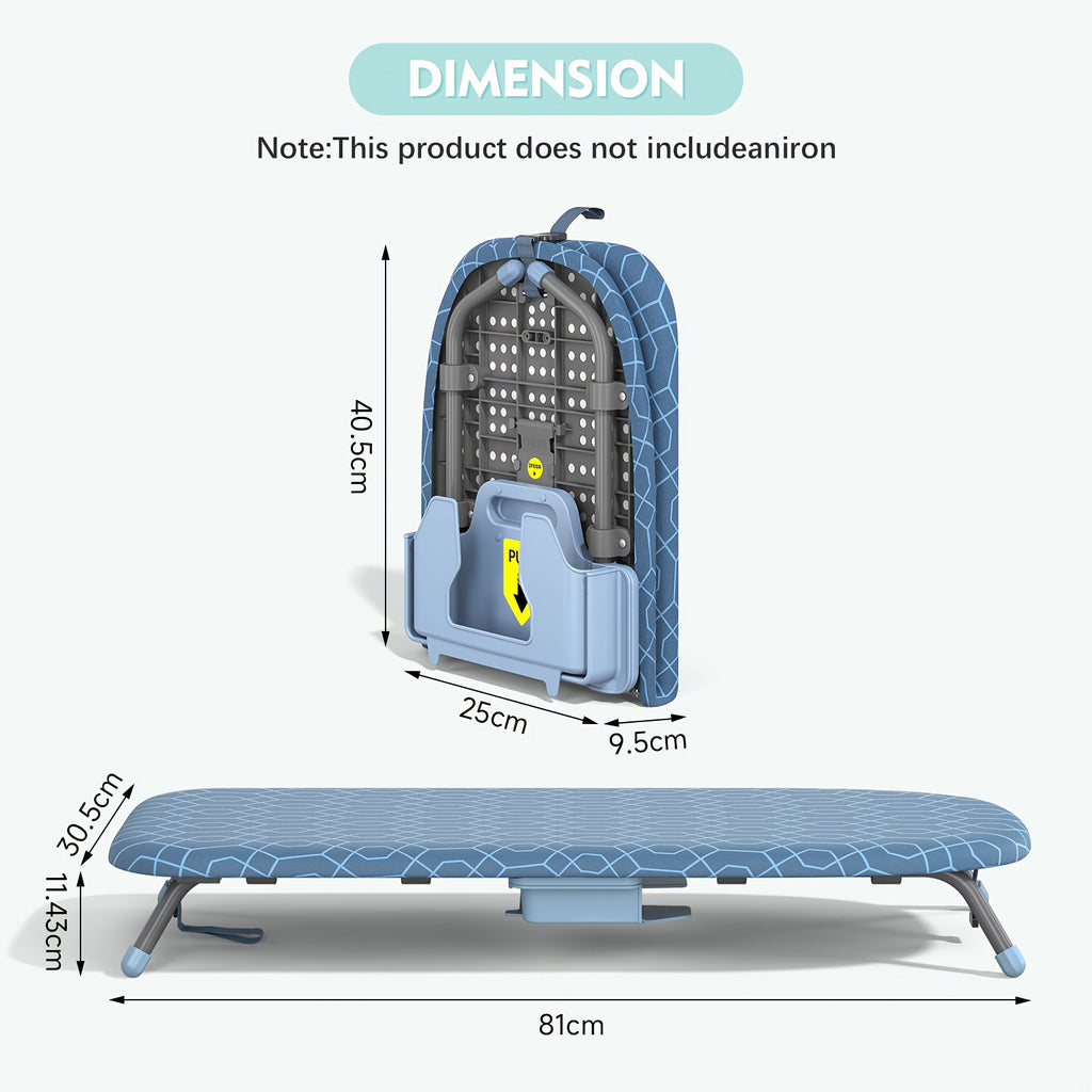 Tabletop Ironing Board Small Portable with 2 Heat-Resistant Covers & Holder – Non-Slip Feet, Compact Design for Home & Travel | Grey, Beige, Blue, Pink, Black