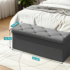 Storage Ottoman Bench with Pull-Out Drawer – 880 lbs Capacity Folding Footrest, Synthetic Leather, 30 & 43 Inch, for Living Room Bedroom Office, Grey & Brown