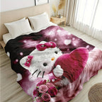 Pink Romantic Cartoon Anime Flannel Throw Blanket – Ultra-Soft Fully Printed Plush Blanket for Sofa, Bed & Travel | Valentine’s Day, Christmas & Holiday Gift | 40×50 / 50×60 / 60×80in