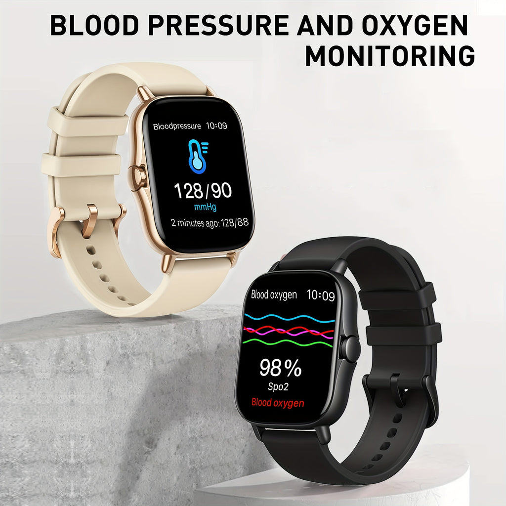 Large Screen Smartwatch with HD Voice Call, Multiple Sports Modes, Sleep Detection & Customizable Watch Faces – Compatible with Android & iPhone, Silicone Band