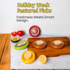 Silicone Fruit & Vegetable Fresh Keeper Set - Reusable Produce Saver Containers for Avocado, Onion, Tomato, Lemon, Garlic & Potato, Fridge Storage, 6 or 8 Piece Set