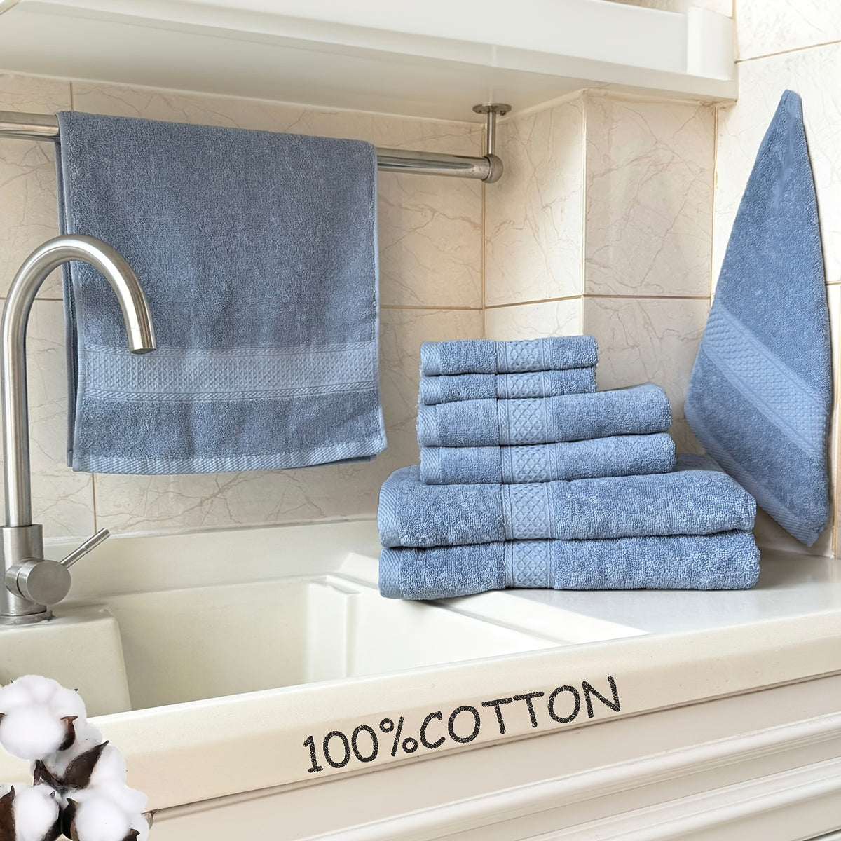 100% Cotton Bath Towel Set 12 & 24 Piece – 450 GSM Soft Absorbent Towels with Bath Towels, Hand Towels & Washcloths | Spa Quality for Home, Travel & Gifts