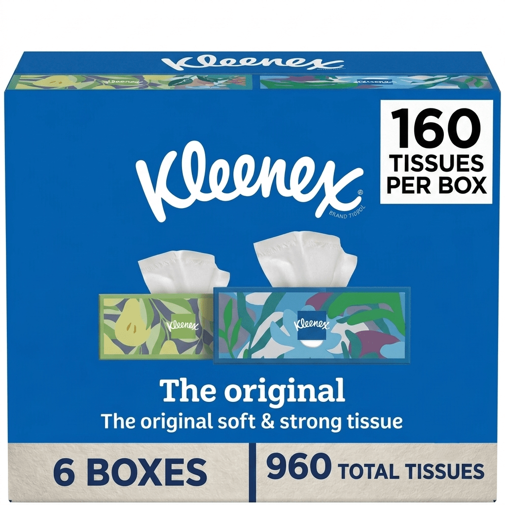 Kleenex Facial Tissues 6 Box Bulk Pack 160 Tissues Per Box 960 Total Soft Strong Everyday Tissue for Home Office Classroom Bedroom
