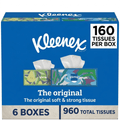 Kleenex Facial Tissues 6 Box Bulk Pack 160 Tissues Per Box 960 Total Soft Strong Everyday Tissue for Home Office Classroom Bedroom