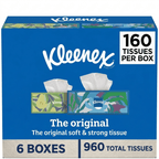 Kleenex Facial Tissues 6 Box Bulk Pack 160 Tissues Per Box 960 Total Soft Strong Everyday Tissue for Home Office Classroom Bedroom