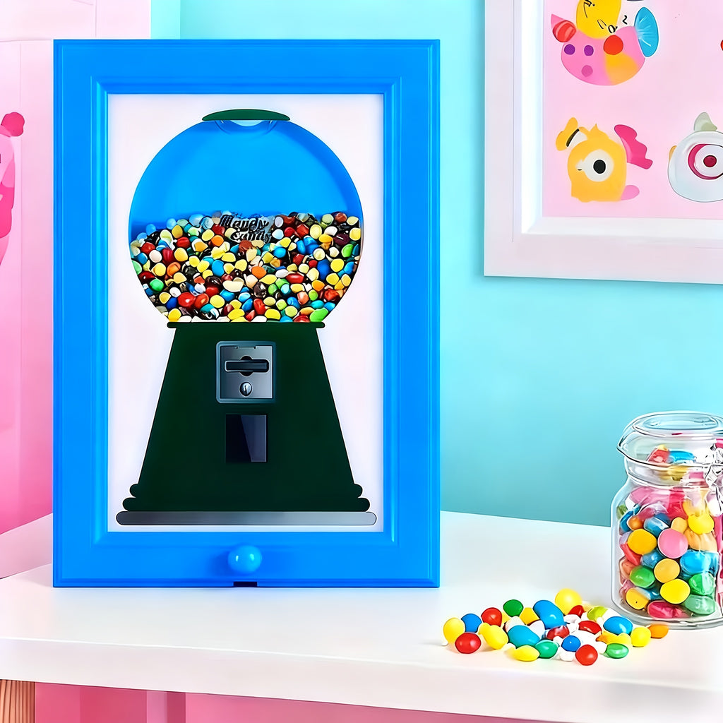 Wall-Mounted Candy Dispenser Frame – Square Hanging Candy Distribution Organizer for Halloween, Christmas, School Parties & Holiday Gifts, Available in Blue, Pink & Yellow