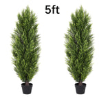 Artificial Cedar Topiary Trees 2-Pack - UV-Resistant Faux Greenery for Outdoor & Indoor, Modern Faux Topiary for Patio, Garden, Entryway & Office Decor