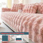 Faux Rabbit Fur Plush Sofa Cover Thick Milkskin Split Slipcover Cozy Winter Warmth Pet Friendly Machine Washable 1 2 3 4 Seater Living Room Bedroom Office