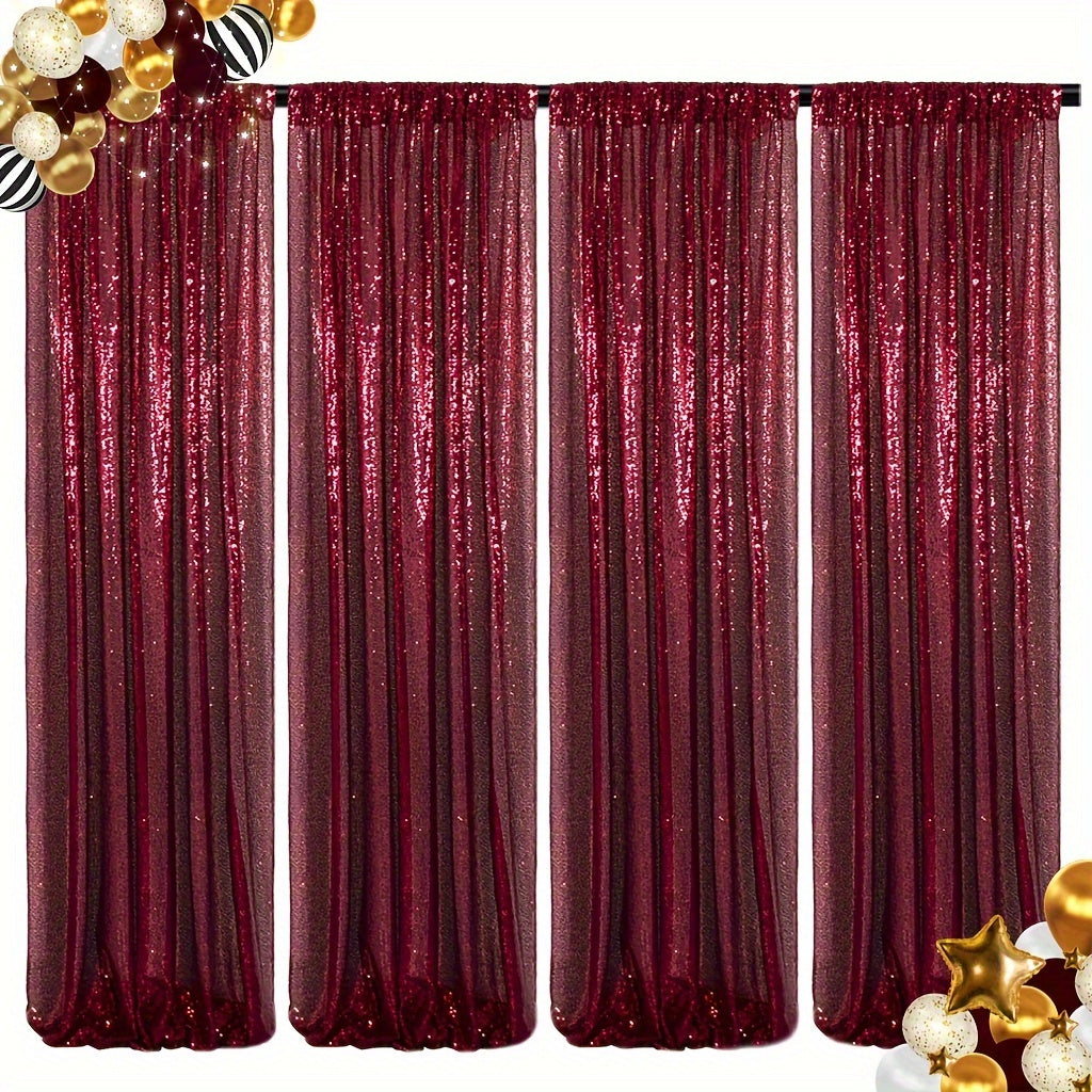 Sequin Curtains Backdrop 4 & 6 Panels 2x8FT - Shimmer Glitter Party Backdrop Curtain for Wedding Birthday Bachelorette Photo Booth, 25 Colors Reusable Event Decoration