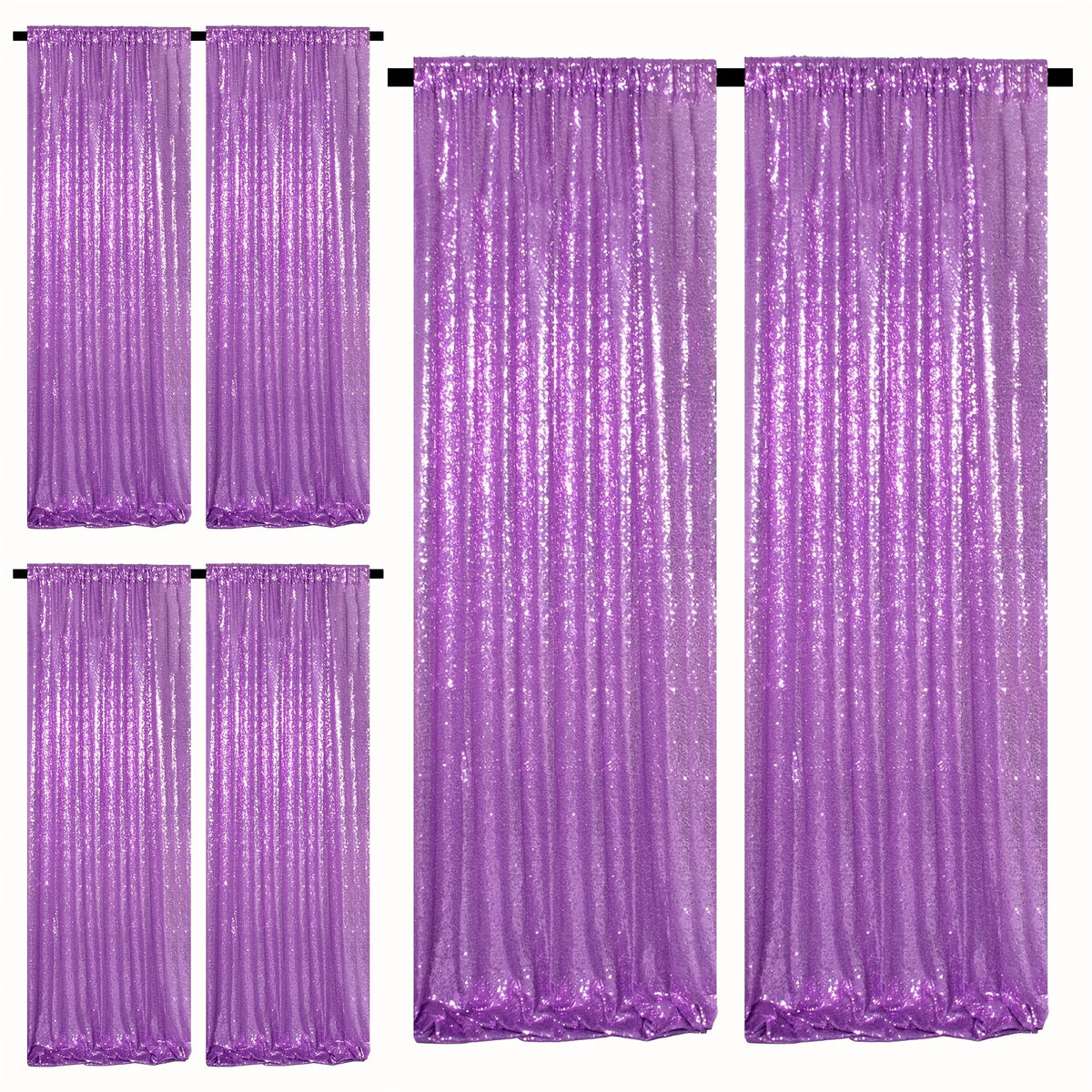 Sequin Backdrop Curtains – Glitter Party & Wedding Background Panels, 2ft×8ft per Panel, 4/6/8 Panel Sets, 29 Colors for Birthday, Stage, Bridal & Event Decor