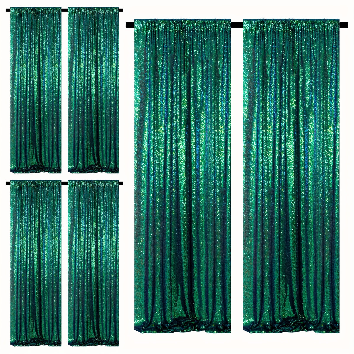 Sequin Backdrop Curtains – Glitter Party & Wedding Background Panels, 2ft×8ft per Panel, 4/6/8 Panel Sets, 29 Colors for Birthday, Stage, Bridal & Event Decor