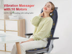 Heated Massage Seat Cushion with 10 Vibration Motors – 5 Modes 3 Intensity Levels Back & Seat Warmer Pad for Recliner Office Chair, 30-Min Auto Shut-Off, Father's Day Mother's Day Gift