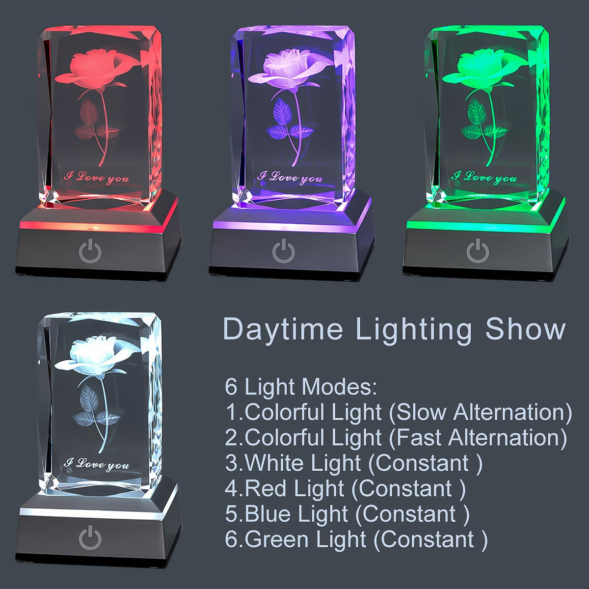Rose Crystal LED Night Light USB Powered Romantic Flower Lamp - Aesthetic Bedroom Decor Light Gift for Women Girlfriend Wife Mom for Valentine's Day Anniversary Birthday Women's Day