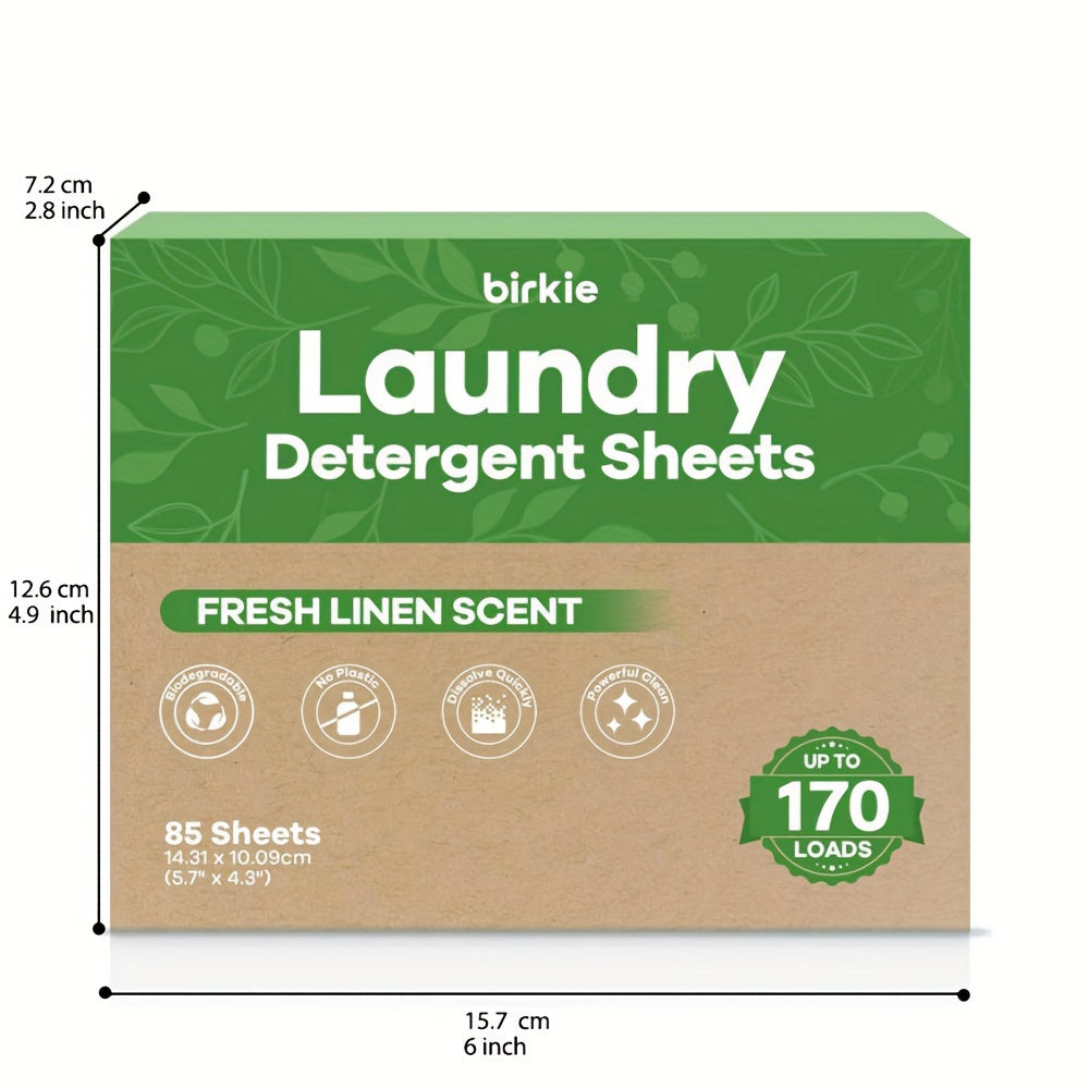 Laundry Detergent Sheets 170 Loads – 85 Sheets Liquid-Free Eco-Friendly Formula, Fresh Linen Fragrance, No Plastic Jug, HE Compatible, Available in Multi-Packs