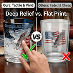 Patriotic Engraved Drinking Glass – USA 250th Anniversary Commemorative Edition, Deep Etched Relief Borosilicate Glass with HD Surround Print, Gift for Veterans & Men