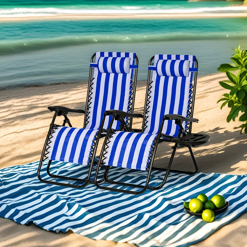 Set of 2 Zero Gravity Recliner Lounge Chairs with Cup Holder Tray – Adjustable Outdoor Relaxing Chairs for Patio, Lawn, Garden & Beach | 7 Color Options