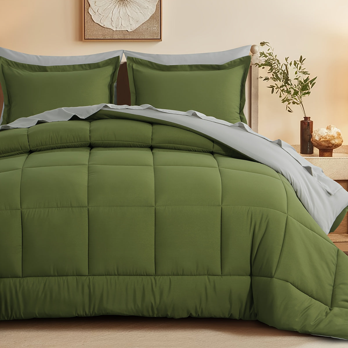 Bed in a Bag Queen 7 Piece Fluffy Comforter Set – Ultra-Soft Microfiber Bedding with Comforter, Fitted Sheet, Flat Sheet & 4 Pillowcases, Hypoallergenic Breathable All Season Bedding Gift for Her