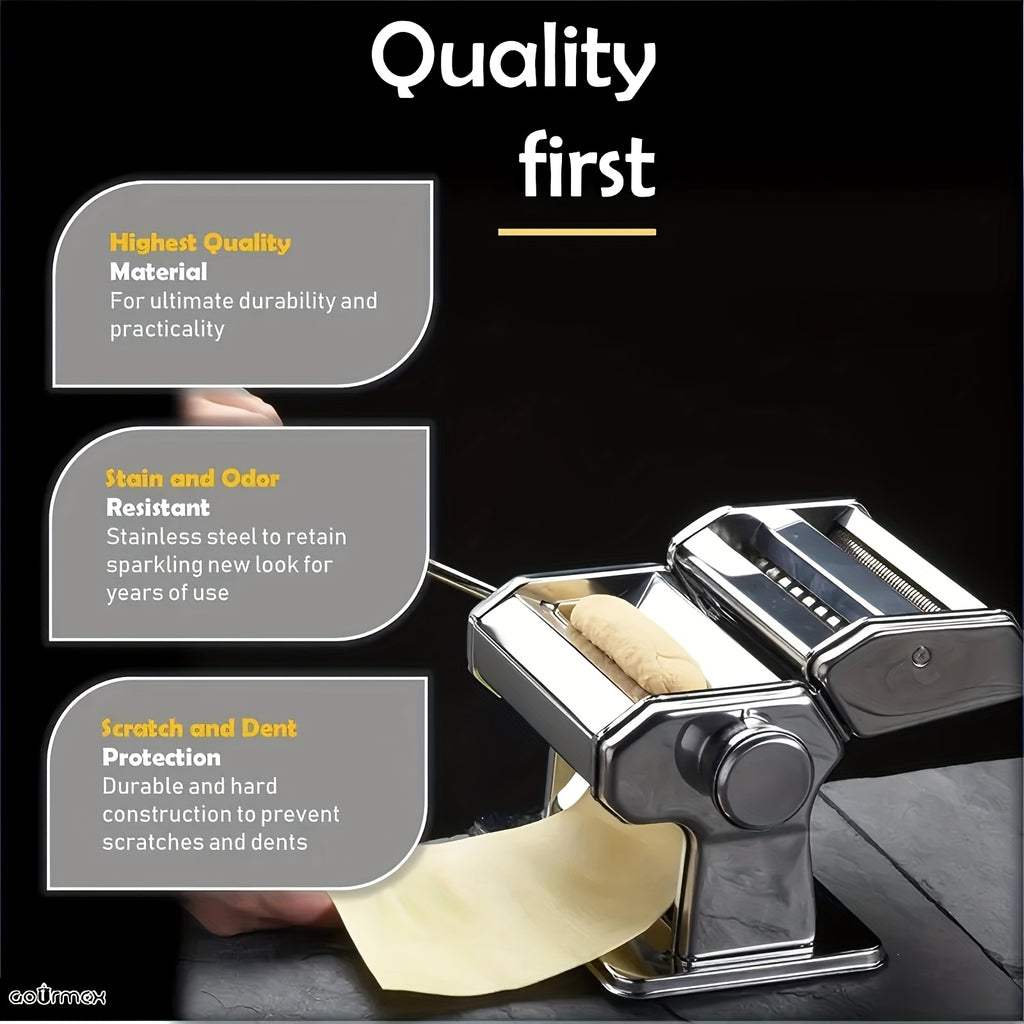 2-in-1 Pasta Maker Machine with Roller & Cutter - 8 Adjustable Thickness Settings, Makes Spaghetti, Fettuccine, Lasagna & Dumpling Wrappers
