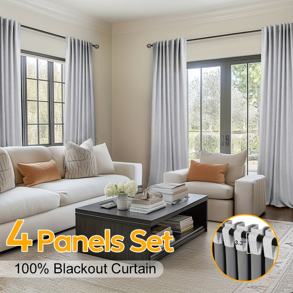 100% Blackout Curtains Back Tab & Rod Pocket for Bedroom Living Room - Thermal Insulated Darkening Drapes 2 & 4 Panel Sets for Windows Office Kitchen, Modern Home Decor