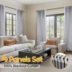 100% Blackout Curtains Back Tab & Rod Pocket for Bedroom Living Room - Thermal Insulated Darkening Drapes 2 & 4 Panel Sets for Windows Office Kitchen, Modern Home Decor