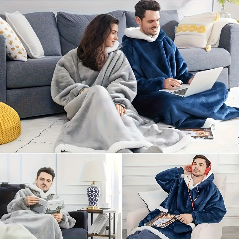 Wearable Blanket Hoodie – Oversized Giant Flannel Hooded Blanket Jacket for Women & Men | Ultra Soft, Warm, with Pocket | 5 Colors