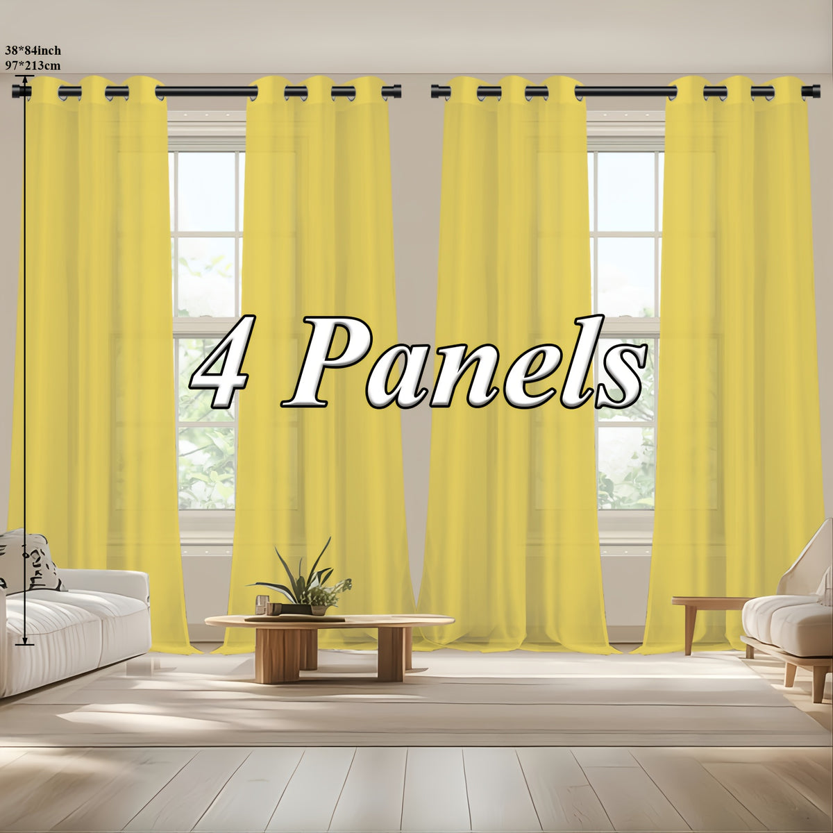 Sheer Curtains Semi Transparent Panels with Top Loop Pleated Header for Bedroom Living Room – Set of 2 or 4, 70-80G Lightweight Fabric, Multiple Sizes & Colors