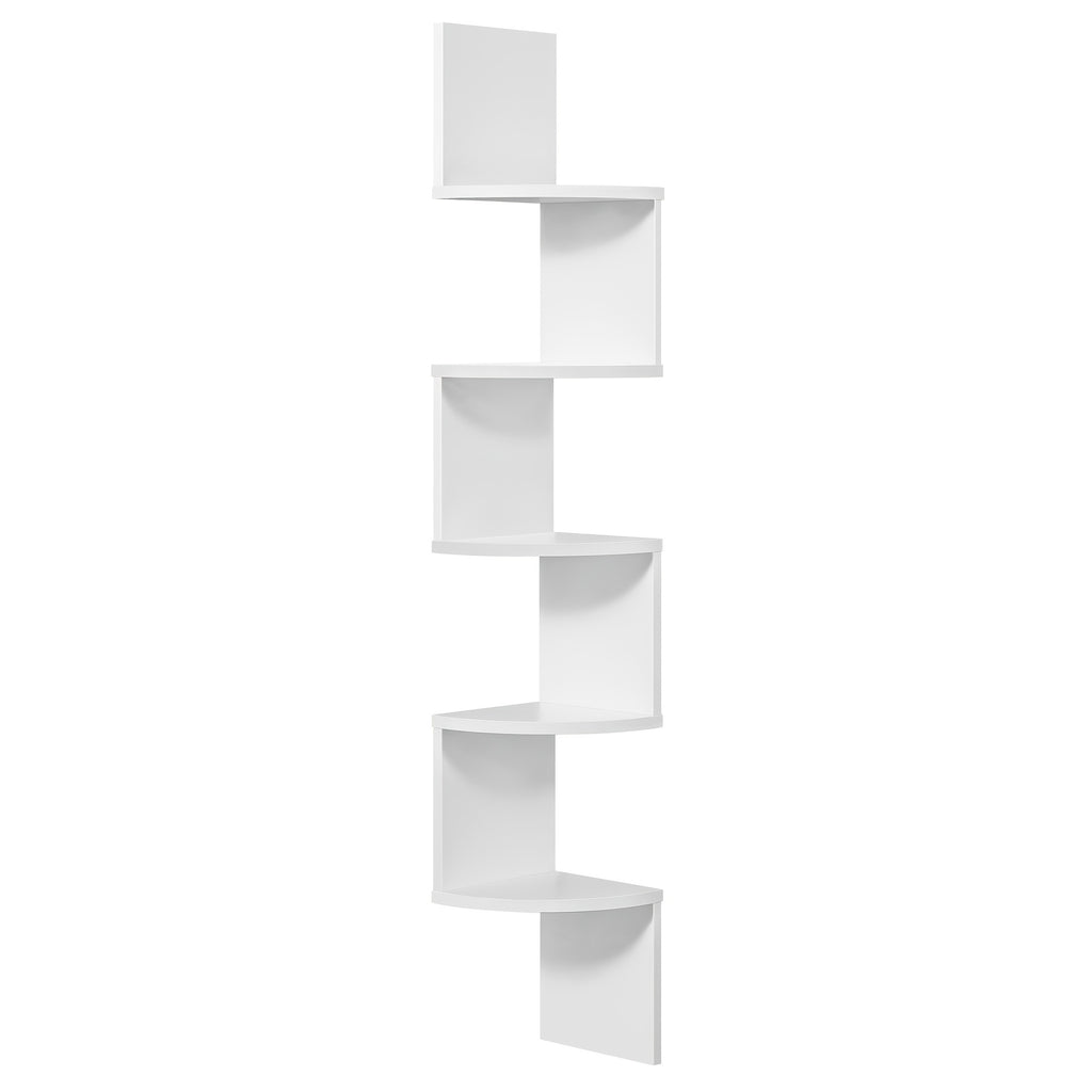 5-Tier Corner Floating Shelf Wall Mount Space-Saving Display Organizer Storage Rack for Bedroom Living Room 7.9x7.9x49.6 Inch Black White Brown