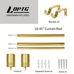 Decorative Curtain Rod 1 Inch Diameter Adjustable with Modern Finials – Drapery Rod for Windows 18-120 Inch, Black Brushed Nickel Gold Curtain Hardware