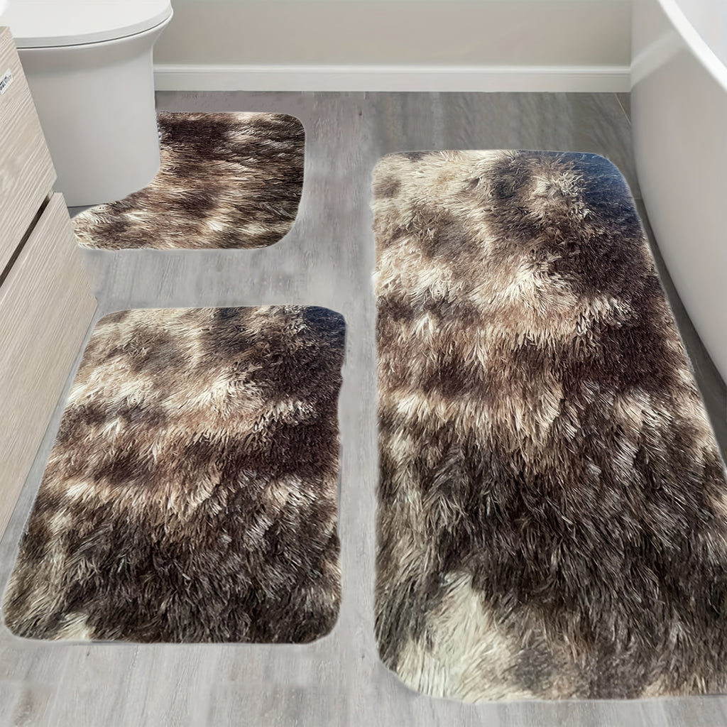 Plush Bath Rugs Set 1-6 Pieces, Multi-Color Microfiber Non-Slip Bathroom Mats – Soft Water Absorbent Thick Machine Washable Toilet Mats for Bathroom, Tub & Shower