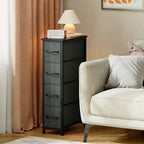 Narrow Dresser with 4 Drawers – Slim Storage Organizer Chest with Removable Fabric Drawers for Bedroom, Bathroom, Closet & Laundry