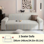 Striped Sofa Cover Washable Stretchy Slip-Resistant Zigzag Textured Couch Slipcover – Fits 1 to 4 Seaters, Scratch Protection, Classic Durable Design for Living Room Furniture