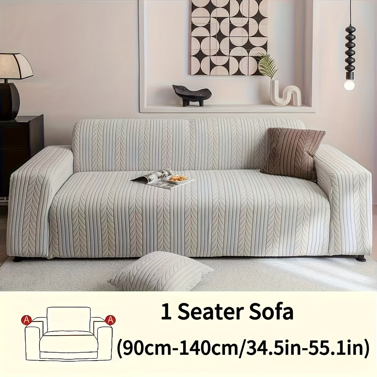 Striped Sofa Cover Washable Stretchy Slip-Resistant Zigzag Textured Couch Slipcover – Fits 1 to 4 Seaters, Scratch Protection, Classic Durable Design for Living Room Furniture