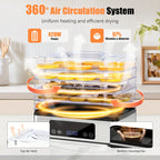 Food Dehydrator Machine 5 Stainless Steel Trays 420W 48H Timer 95-160F Temp Control for Jerky Herbs Meat Fruit with Recipe Book