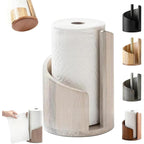 Paper Towel Holder Countertop - Mountain Design with Mango Wood Round Base & Iron Stand, No Tools Required, Kitchen Counter Organizer in Black, Gray, White, Blue & Natural