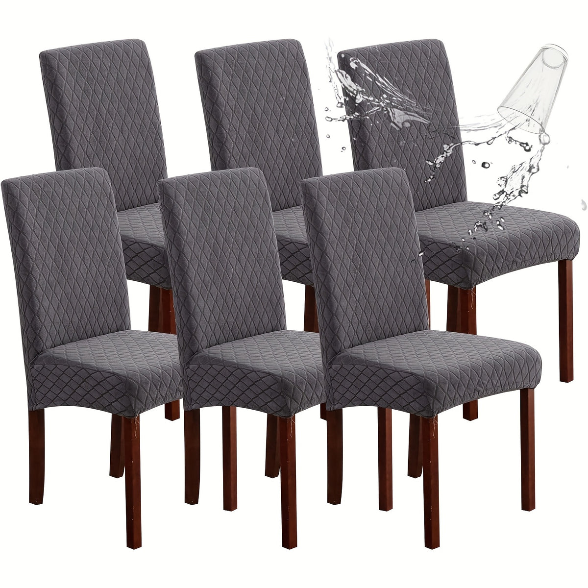Dining Chair Covers Set of 4 6 Stretch Jacquard Slipcovers - Removable Washable Chair Protectors for Kitchen Parsons Dining Room Chairs