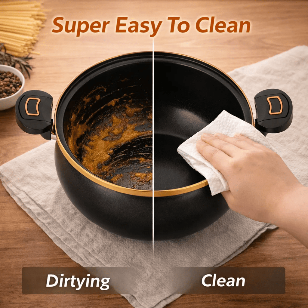 8.45QT Large Capacity Non-Stick Braiser Soup Pot with Twist-Lock Handle – Fast Even Heating, Gas Induction & Fire Pit Compatible for Home Restaurant & Camping