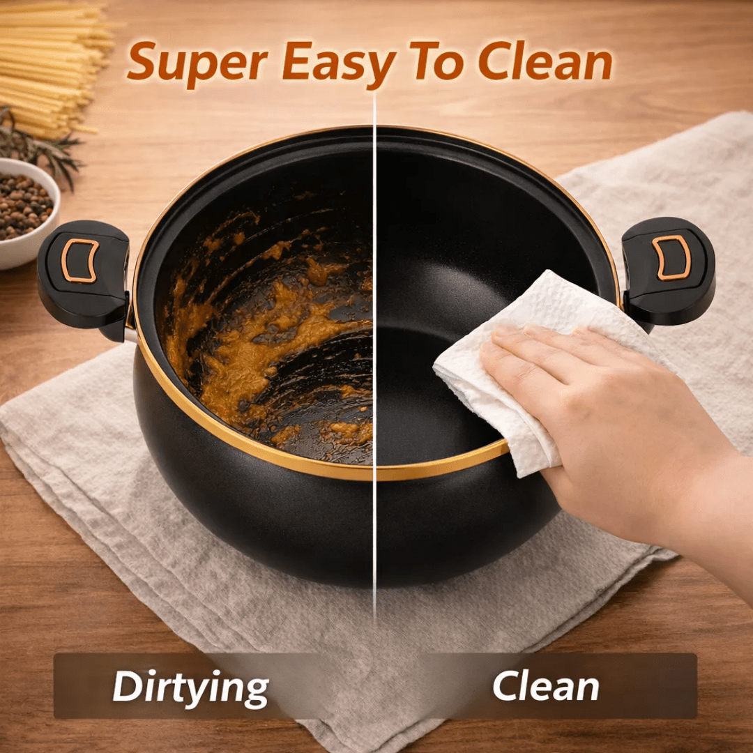 8.45QT Large Capacity Non-Stick Braiser Soup Pot with Twist-Lock Handle – Fast Even Heating, Gas Induction & Fire Pit Compatible for Home Restaurant & Camping