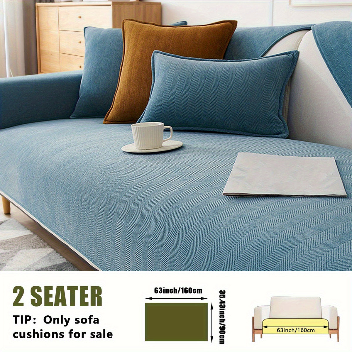 Chenille Ribbed Sofa Cover – Pet-Friendly Non-Slip Stretch Slipcover, Machine Washable Sofa Protector for 2, 3 & 4-Seater and Sectional Sofas, Modern Living Room Couch Cover