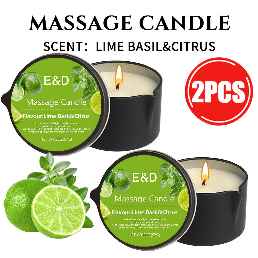 2-in-1 Soy Wax Massage Oil Candle Essential Oil Scented Warm Moisturizing Body Lotion Luxury Spa Candle Gift Set for Women Nail Salon Pedicure Wedding Christmas Valentine 1pc 2pc 6pc 17 Scents